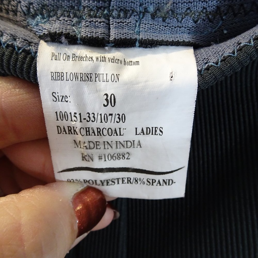 TUFF RIDER Pull On Breeches Charcoal Size 30 Ribb - Picture 4 of 6